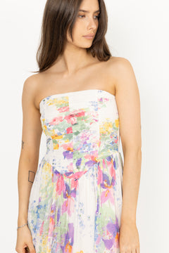 Dotted Georgette Bandeau Dress - Flower Meadow