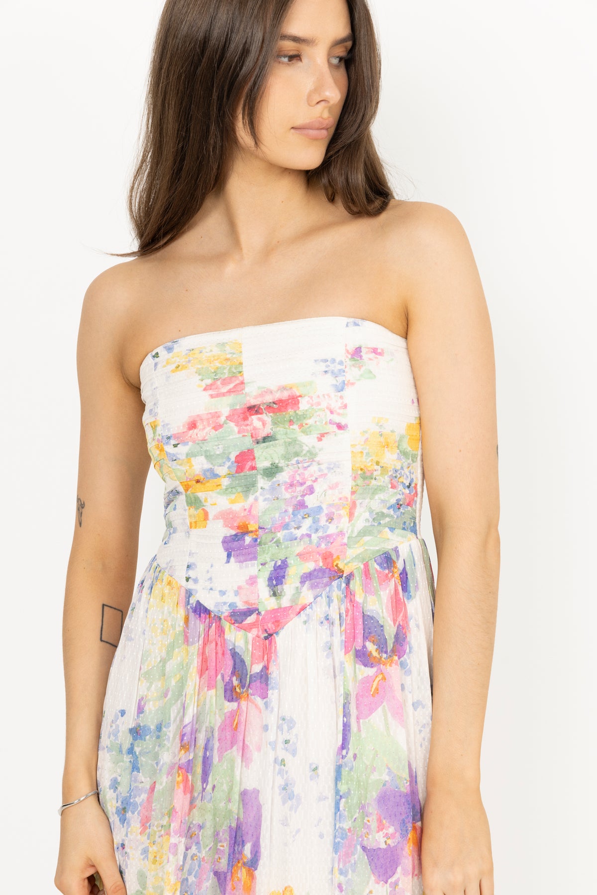 Dotted Georgette Bandeau Dress - Flower Meadow