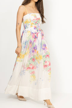 Dotted Georgette Bandeau Dress - Flower Meadow