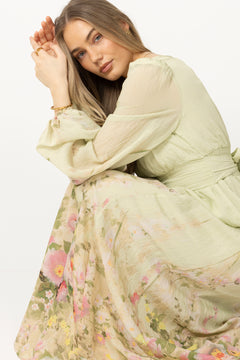 Viscose V-Neck Dress - Growing Garden