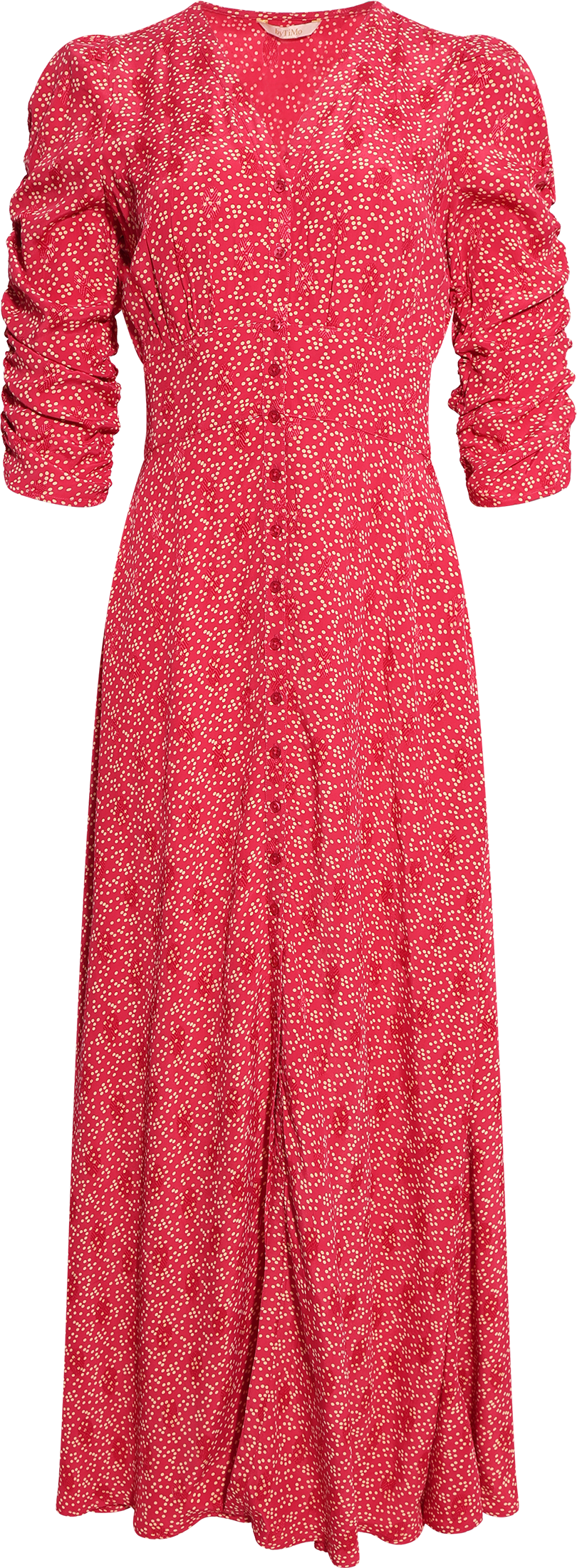 Spring Button-Down Dress - Red Dots