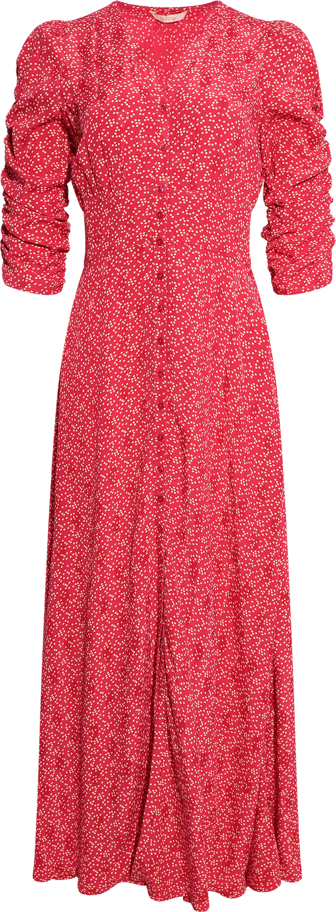 Spring Button-Down Dress - Red Dots