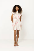 Linen Ruffle Dress - Pink Bloom
