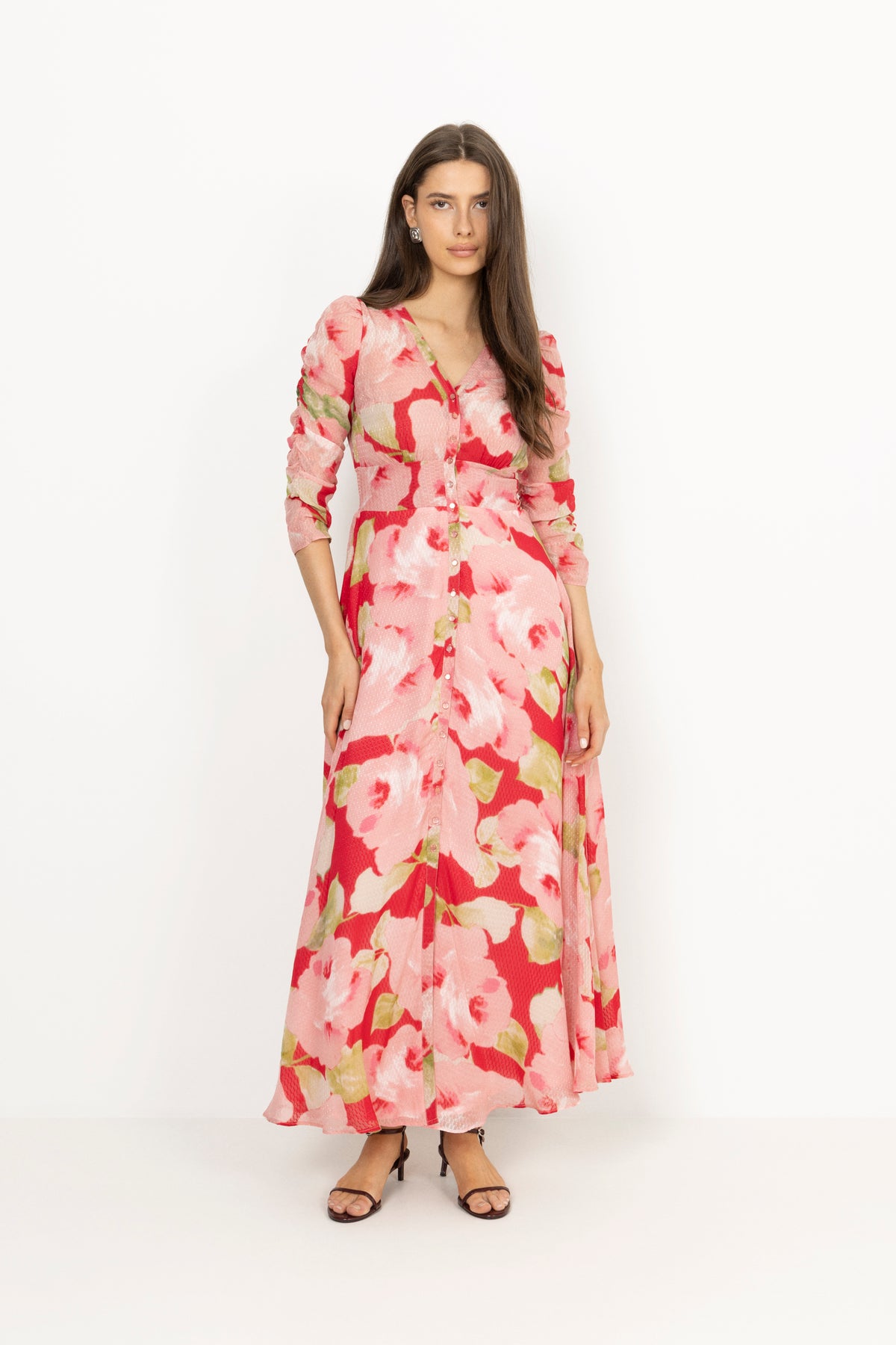 Dotted Georgette Button-Down Dress - Romance