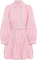 Seersucker Pleated Dress - Pink Stripe
