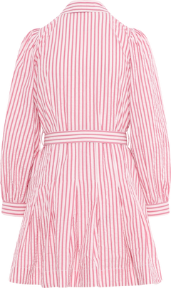 Seersucker Pleated Dress - Pink Stripe