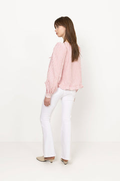 Seersucker Bow Blouse - Pink Stripe