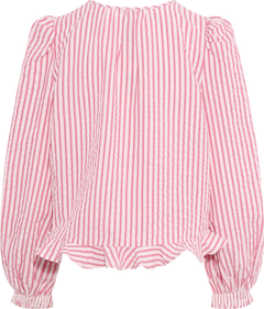 Seersucker Bow Blouse - Pink Stripe