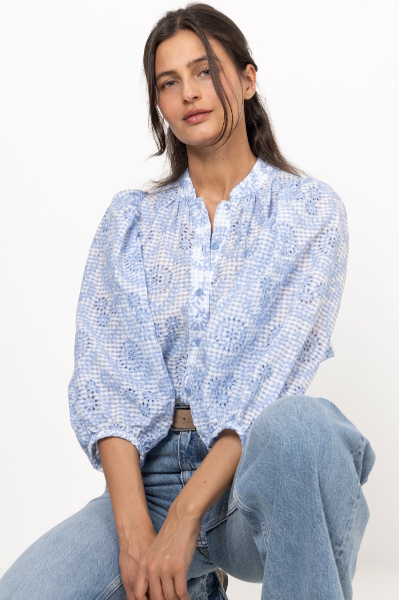 Checks Blouse - Light Blue