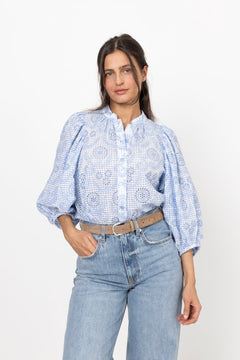 Checks Blouse - Light Blue