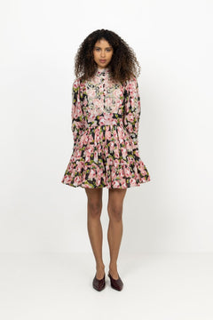 Cotton Slub Mini Dress - Rose Bouquet