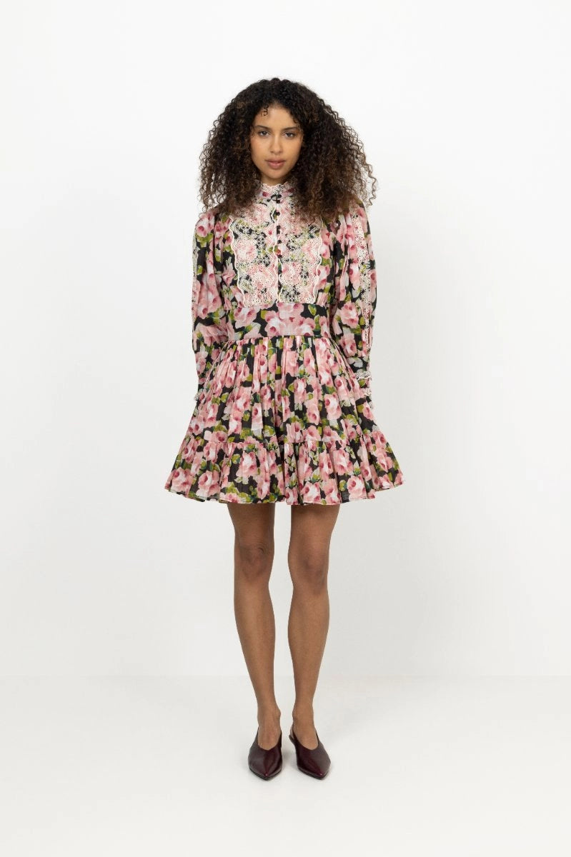 Cotton Slub Mini Dress - Rose Bouquet
