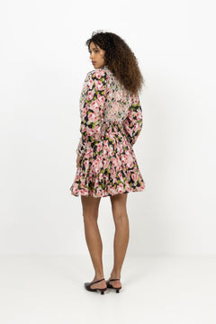 Cotton Slub Mini Dress - Rose Bouquet