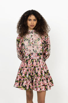 Cotton Slub Mini Dress - Rose Bouquet