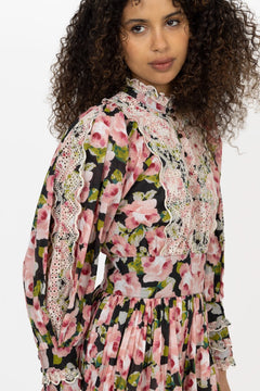 Cotton Slub Mini Dress - Rose Bouquet