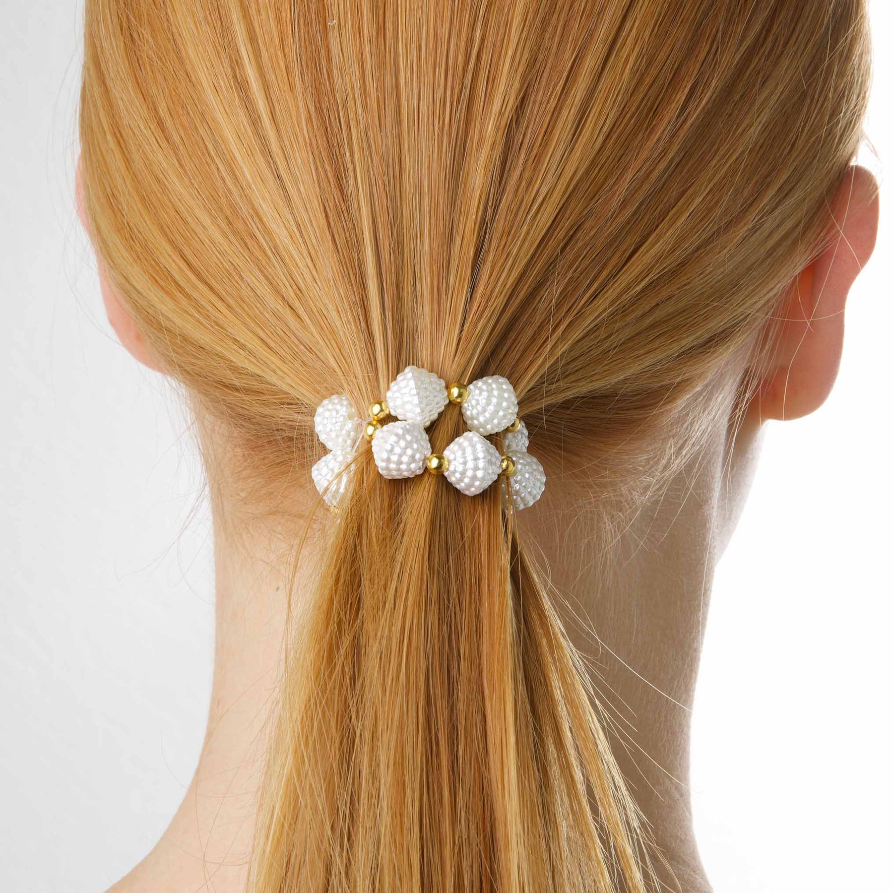 Anja Pearl Stretch Bracelet/Hair Tie - White