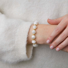 Anja Pearl Stretch Bracelet/Hair Tie - White