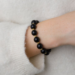Anja Pearl Stretch Bracelet/Hair Tie - Black
