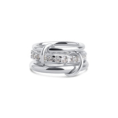 Ethel Stacked Ring Crystal - Silver