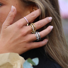 Ethel Stacked Ring Crystal - Silver