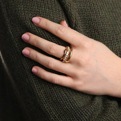 Ethel Stacked Ring Crystal - Gold