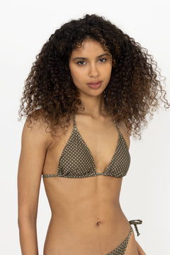 Polka Dot Bel Bikini Top - Dark Olive