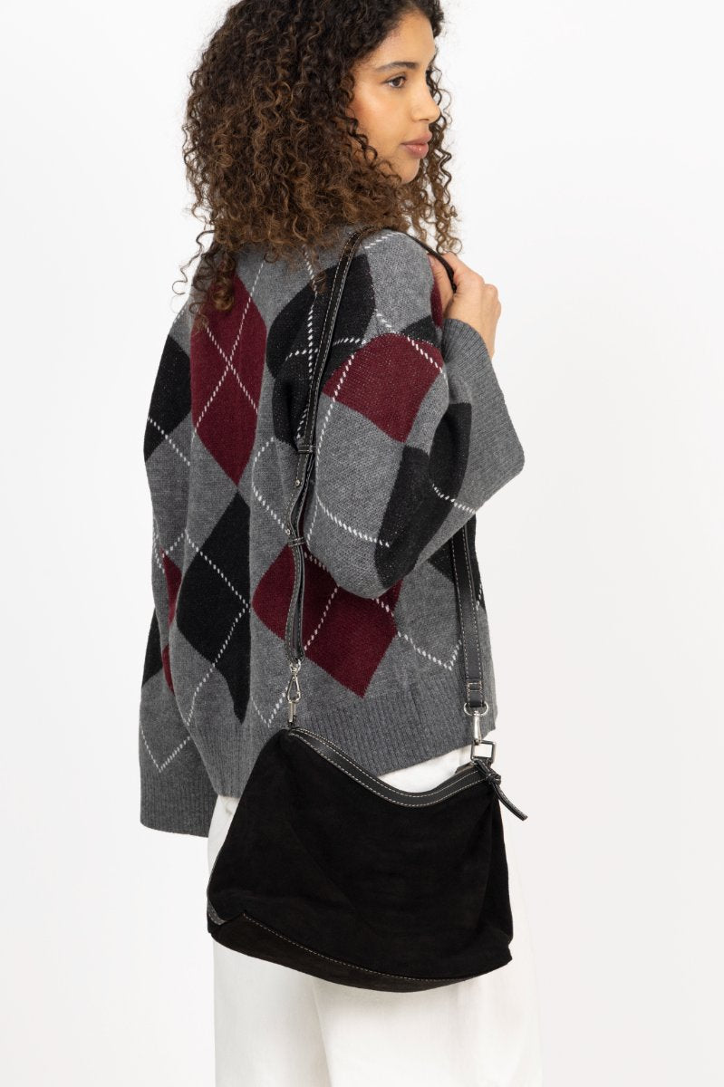 Suede Ginni Medi Bag - Black