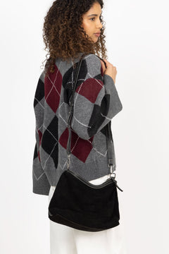 Suede Ginni Medi Bag - Black