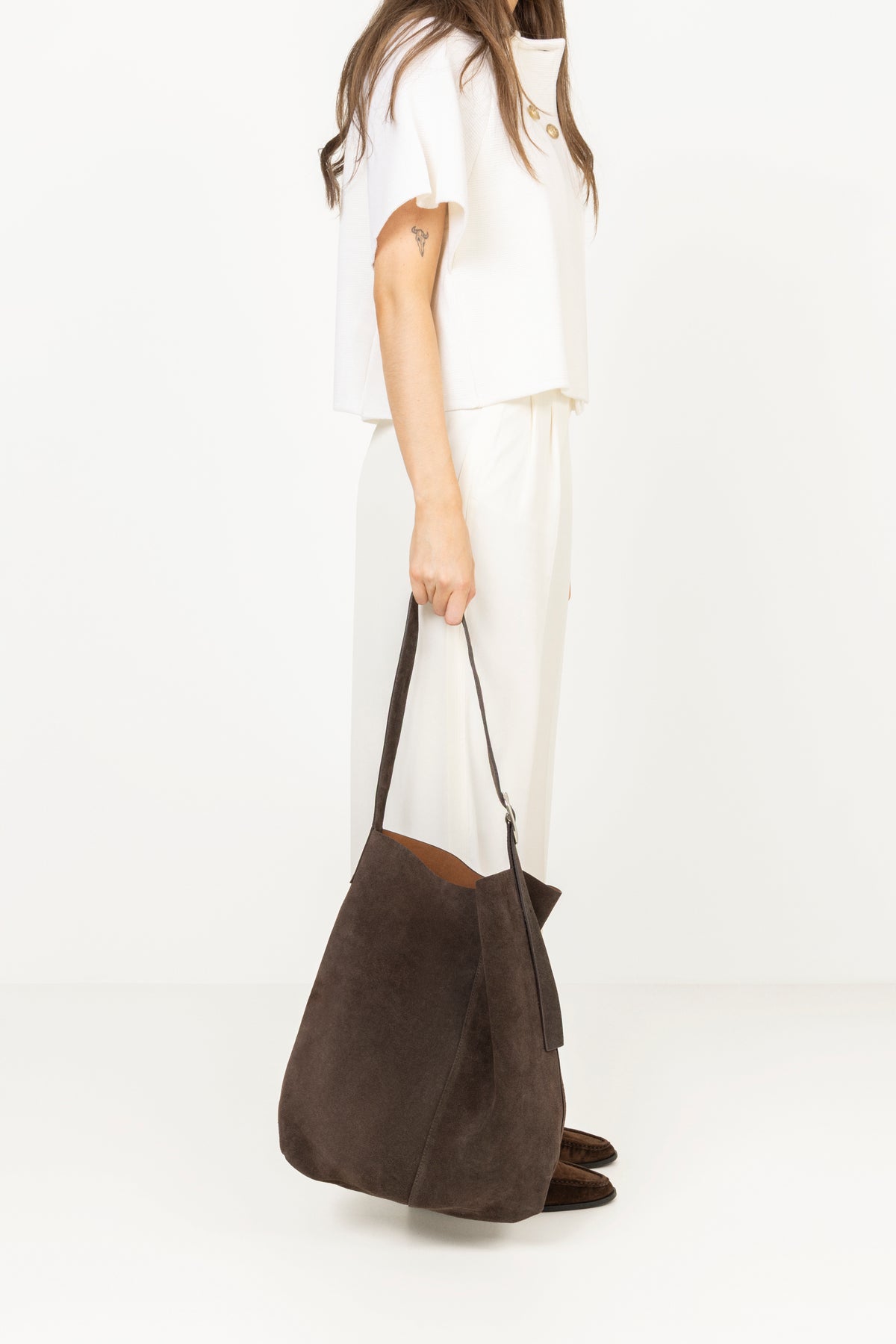 Suede Mae Buckle Bag - Chocolate Torte