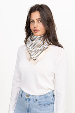 Scallopia Striped Sia Scarf - Birch White