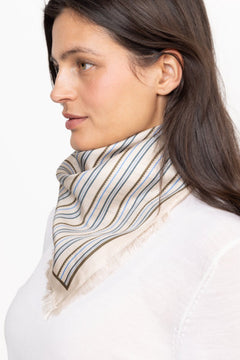 Scallopia Striped Sia Scarf - Birch White