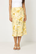 Yaspella Hw Midi Skirt - Pale Banana Lemon Print