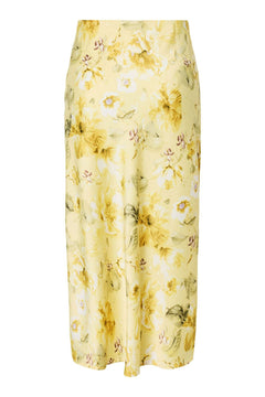 Yaspella Hw Midi Skirt - Pale Banana Lemon Print