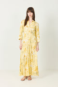 Yassavanna Long Shirt Dress - Pale Banana Lemon Print