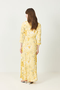 Yassavanna Long Shirt Dress - Pale Banana Lemon Print