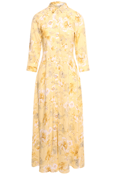 Yassavanna Long Shirt Dress - Pale Banana Lemon Print