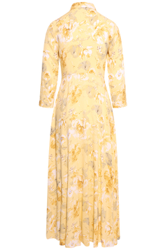 Yassavanna Long Shirt Dress - Pale Banana Lemon Print
