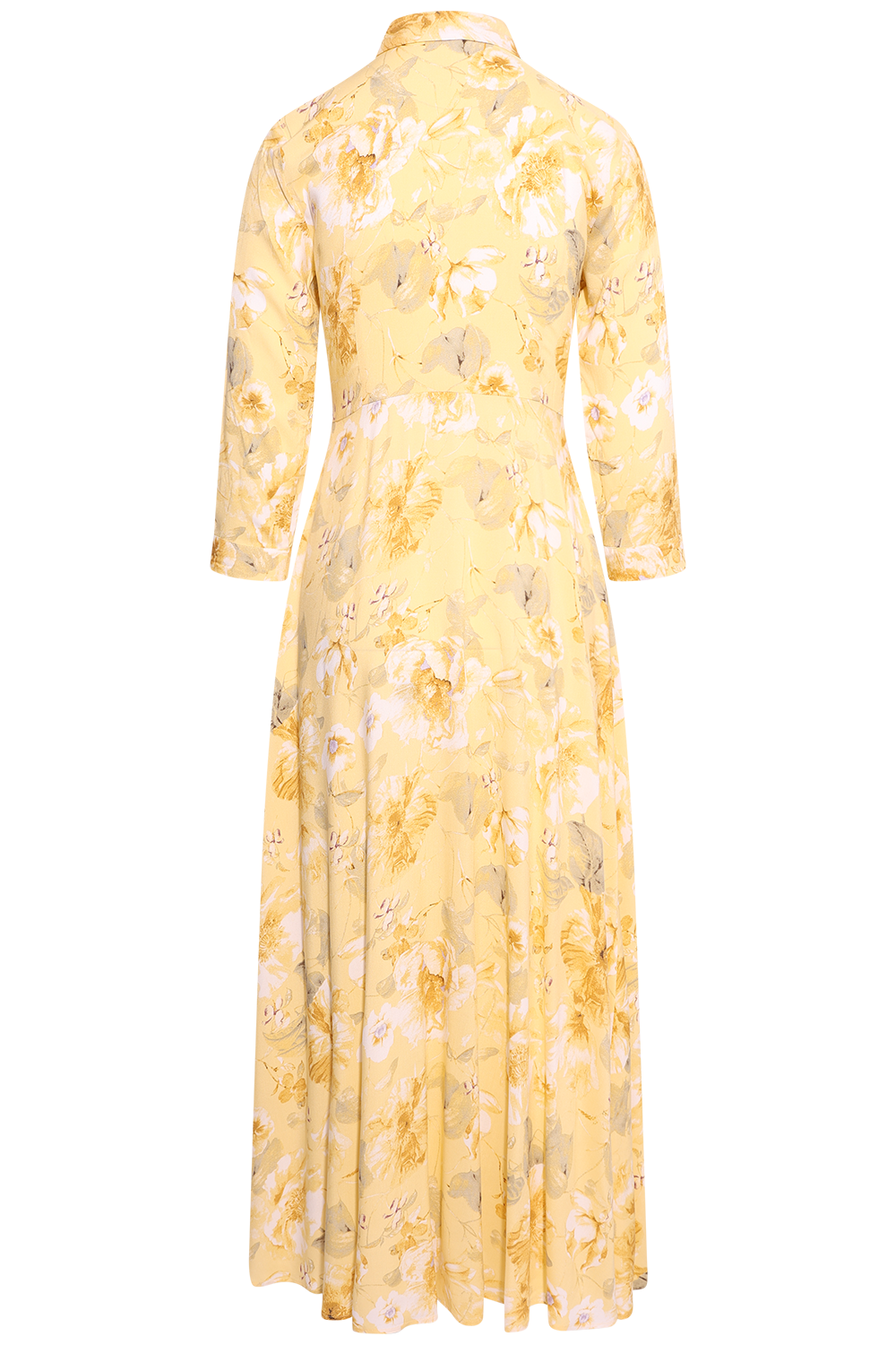 Yassavanna Long Shirt Dress - Pale Banana Lemon Print