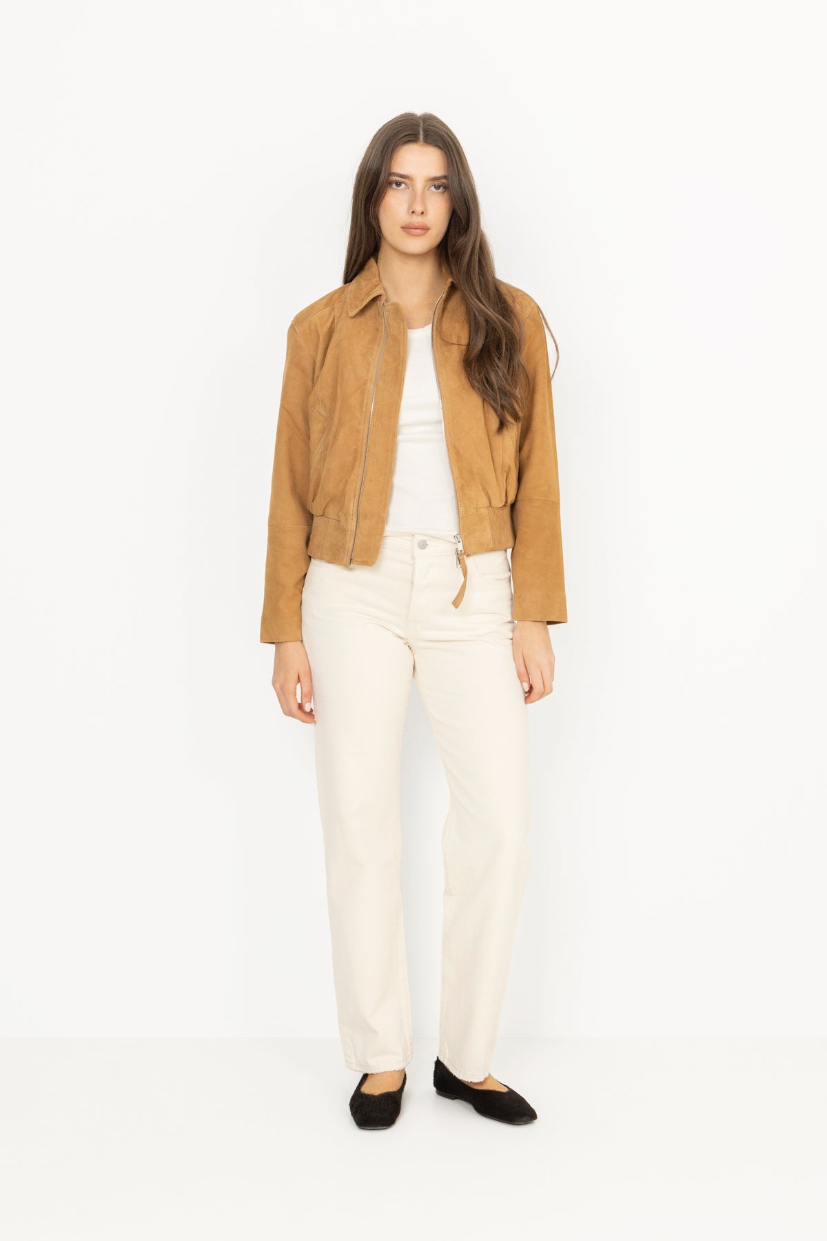 Lex Bomber Jacket - Light Camel Suede