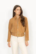 Lex Bomber Jacket - Light Camel Suede