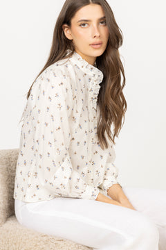 Emily Blouse - White Anemone Print