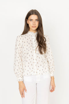 Emily Blouse - White Anemone Print
