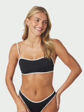 Fia Solid Contrast Bikini Top - Black/White