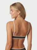 Fia Solid Contrast Bikini Top - Dark Brown/Creme