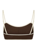 Fia Solid Contrast Bikini Top - Dark Brown/Creme