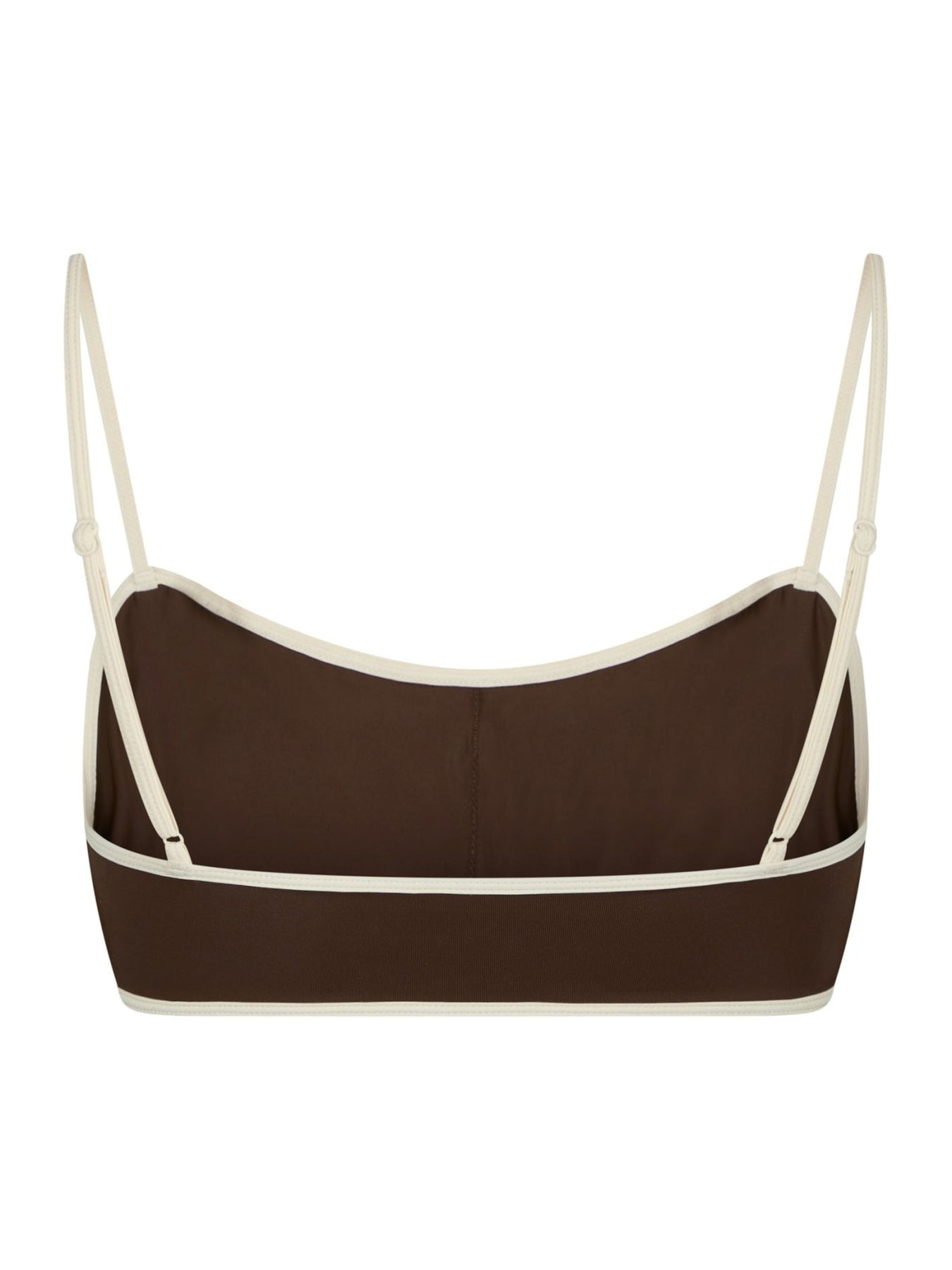 Fia Solid Contrast Bikini Top - Dark Brown/Creme