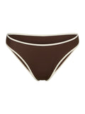 Jovita Solid Contrast Bikini Brief - Dark Brown/Creme