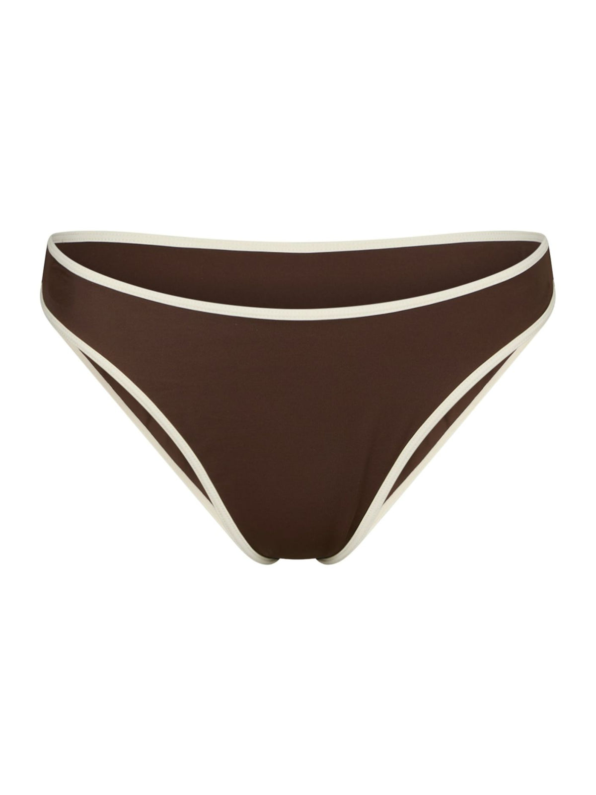 Jovita Solid Contrast Bikini Brief - Dark Brown/Creme
