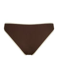 Jovita Solid Contrast Bikini Brief - Dark Brown/Creme