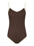 Felice Solid Contrast Swimsuit - Dark Brown/Creme